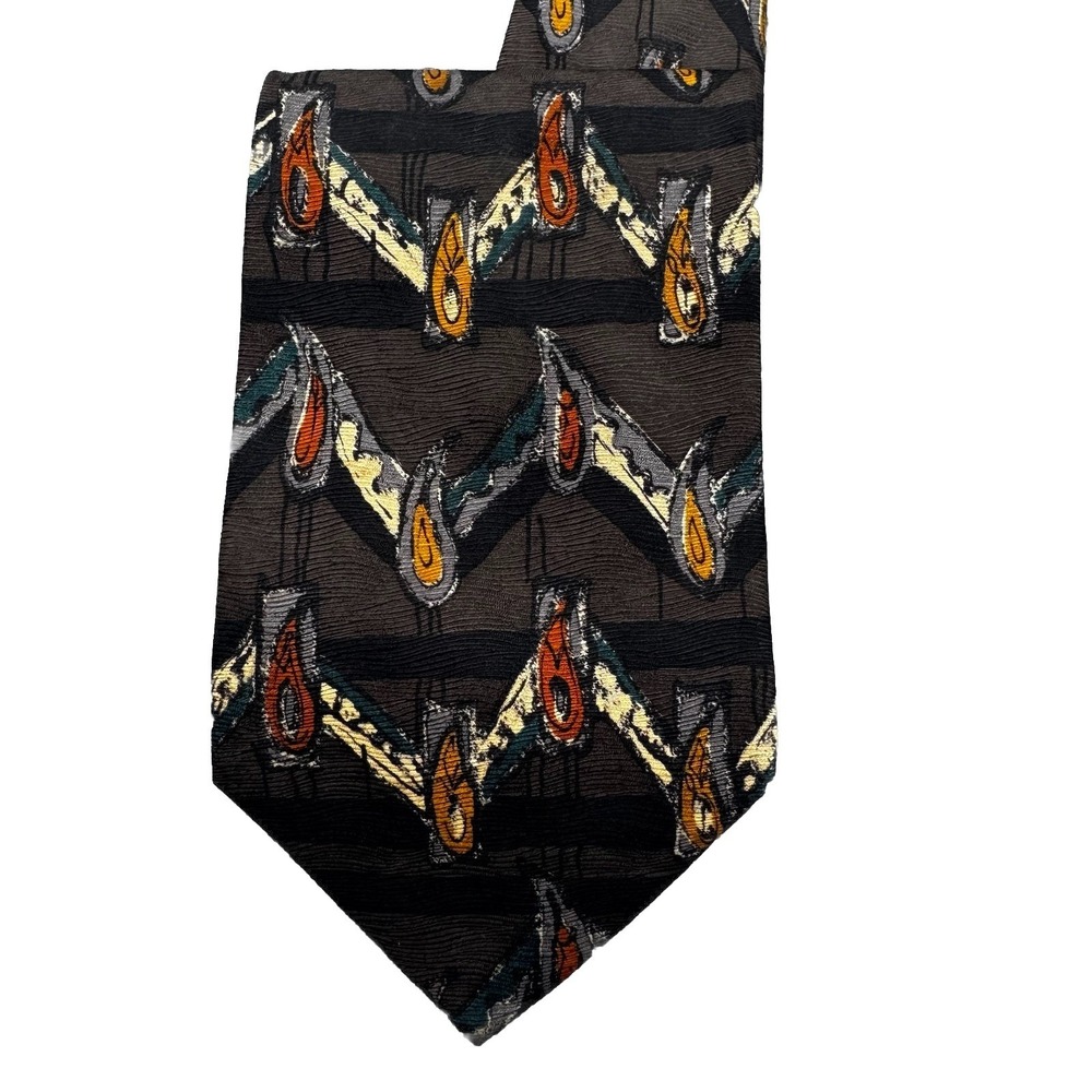 Robert Talbott Omaggio‎ Silk Tie Gray Multi Color Geometric Necktie Italy Drops